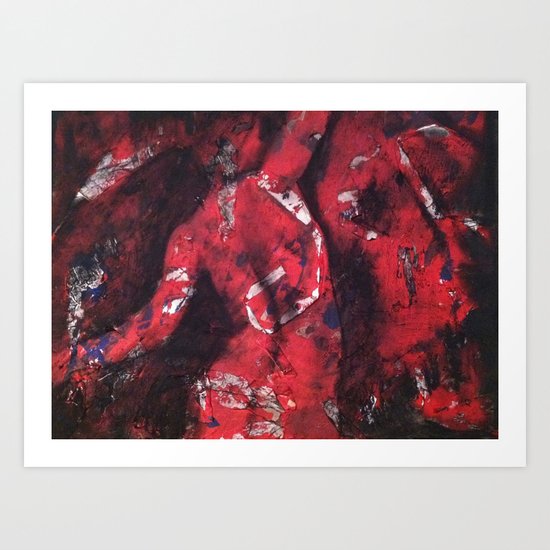Nude in Red & Black Art Print