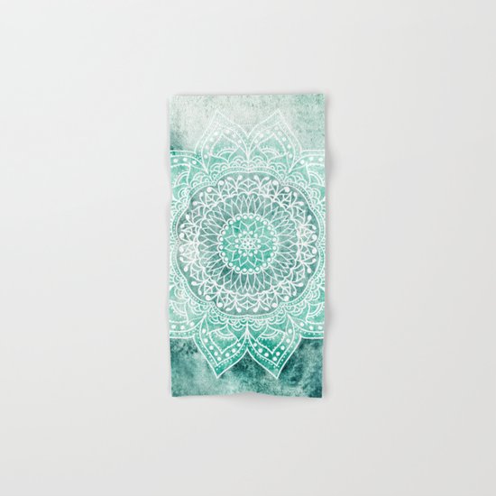 DEEP MINT MANDALA Hand & Bath Towel