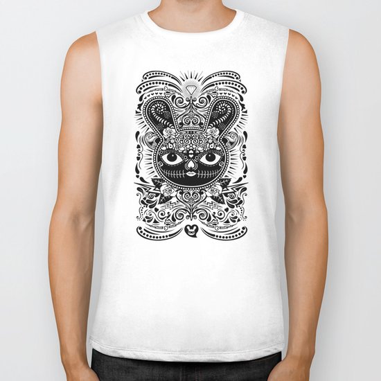 Day Of The Dead Bunny Celebration Biker Tank