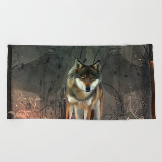 Awesome wolf Beach Towel