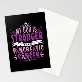 November God Stronger Than Pancreatic Cancer Stationery Card