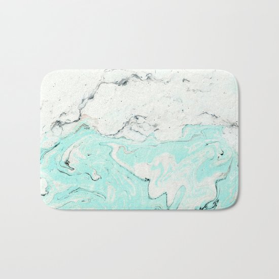 Light blue pastel marble Bath Mat