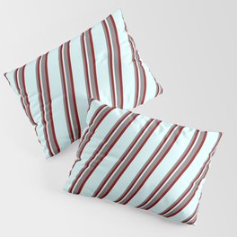 [ Thumbnail: Grey, Dark Red & Light Cyan Colored Stripes/Lines Pattern Pillow Sham ]