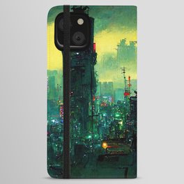 Tokyo Cyberpunk Cityscape at Night iPhone Wallet Case