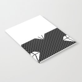 White Diamond Lace Horizontal Split on Black Notebook