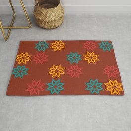 Autumn Geometric Rug | Earthy, Outdoors, Teal, Curtains, Rust, Thanksgiving, Blue, Brown, Pattern, Graphicdesign 