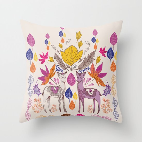 Fall in Love with Fawns Throw Pillow