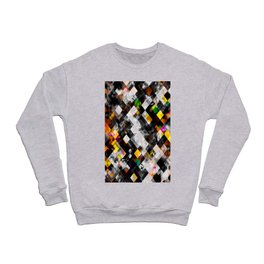 geometric pixel square pattern abstract background in yellow orange pink Crewneck Sweatshirt