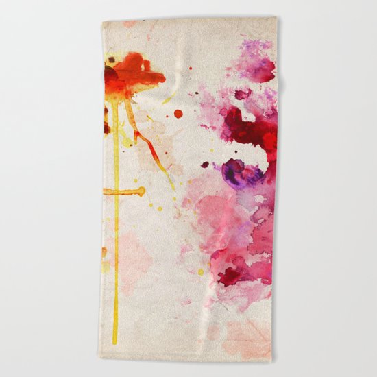 Fuchsia & Orange Color Splash Beach Towel