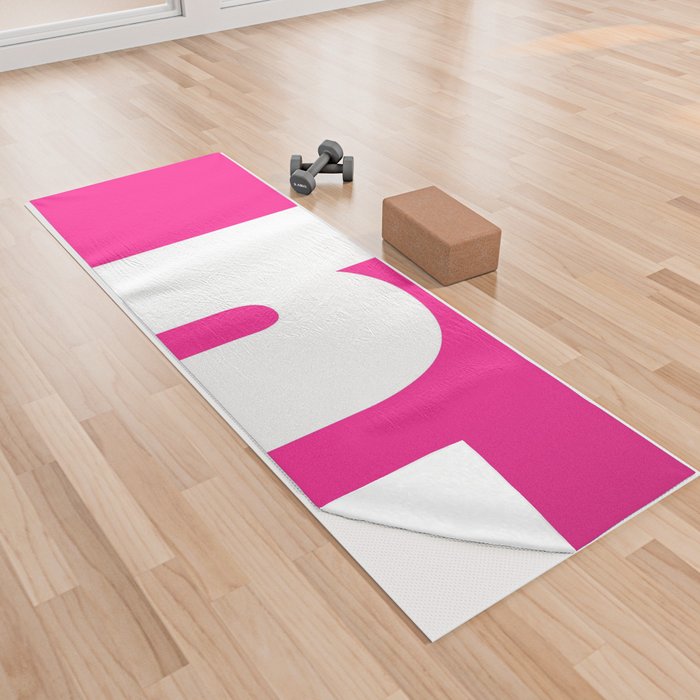 h (White & Dark Pink Letter) Yoga Towel