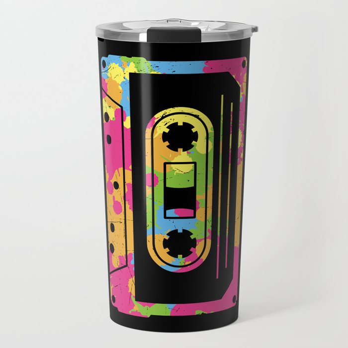 Colorful Retro Cassette Tape Travel Mug