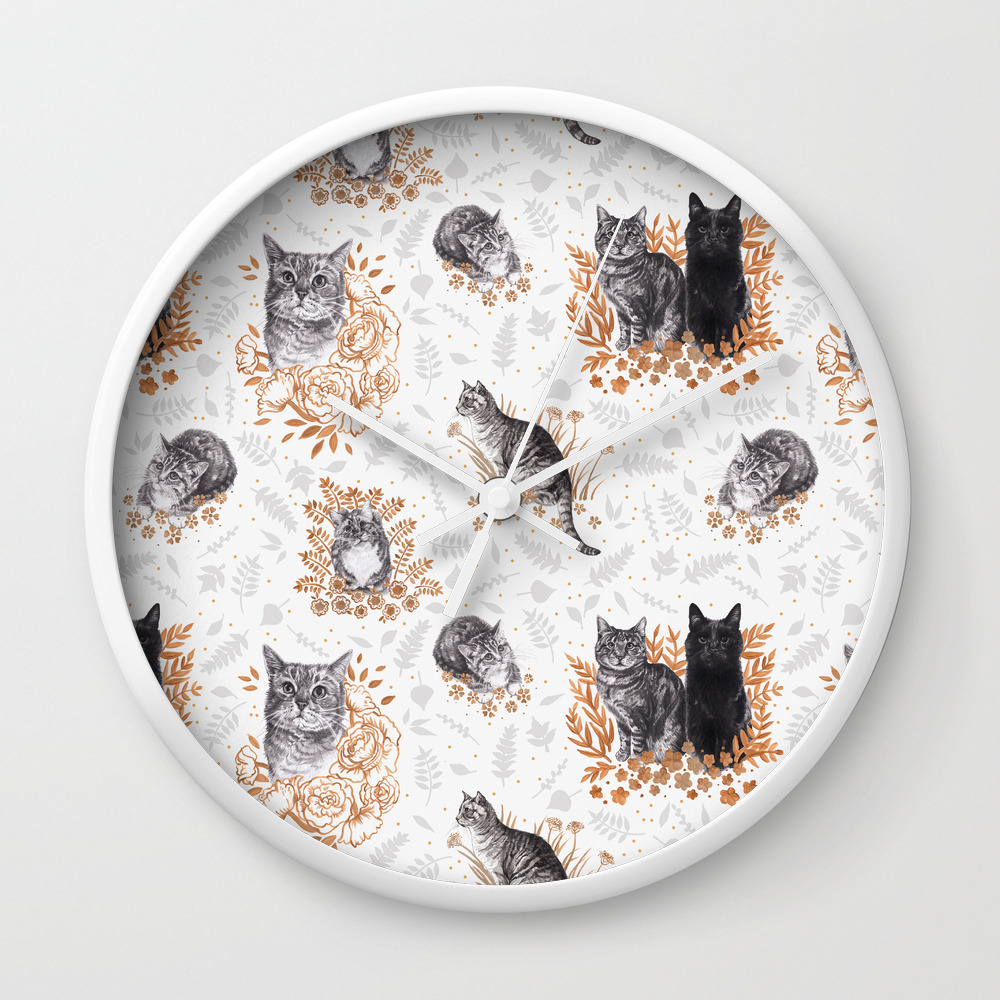 Le Chat Toile De Jouy Wall Clock By Loveraccoonsillustration Society6