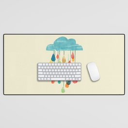 cloudy with a chance of rainbow Desk Mat