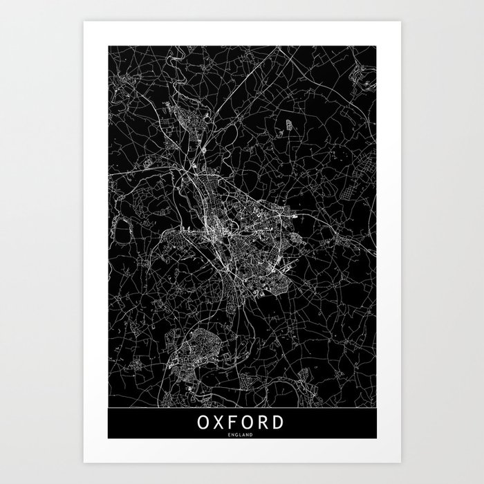 Oxford Black Map Art Print