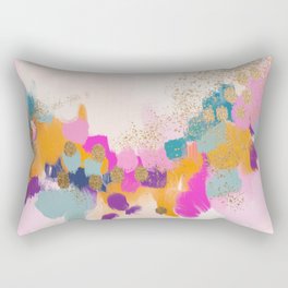Abstract- `pink, orange, gold Rectangular Pillow