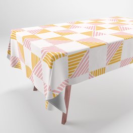 Abstract Shape Pattern 8 in Mustard Yellow Pale Pink Tablecloth