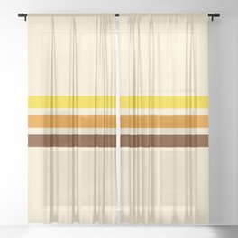 Yoshimichi - Classic Brown Beige Retro Stripes Sheer Curtain