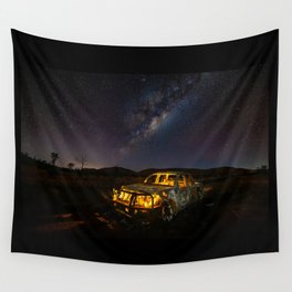 Burnt Truck Under Australian Milky Way Wall Tapestry
