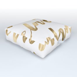 Gold Love Quote Pattern Typography Script Outdoor Floor Cushion