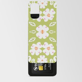 Mid-century Modern Dogwood Flowers Green Android Card Case
