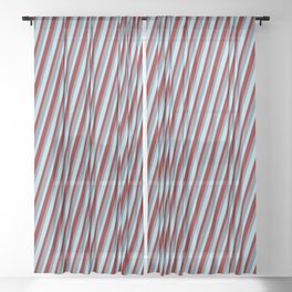 [ Thumbnail: Slate Gray, Light Blue, and Maroon Colored Stripes Pattern Sheer Curtain ]
