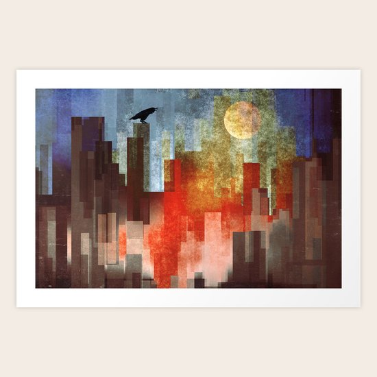 Urban Full Moon Art Print