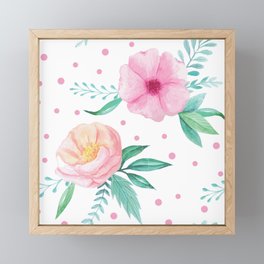 Mini Pink and Peach Floral with Dots Framed Mini Art Print