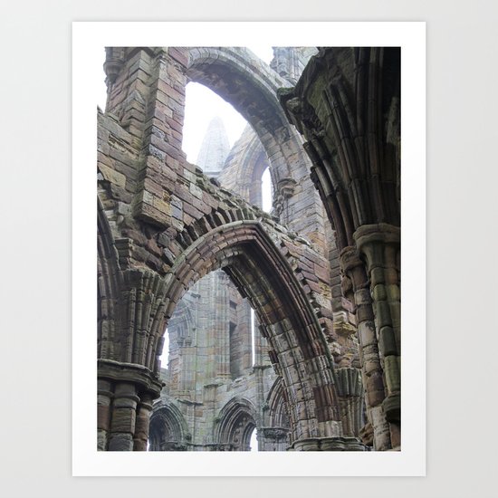 Whitby Abbey in Fog #2 Art Print