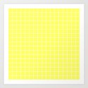 Download Laser lemon - yellow color - White Lines Grid Pattern Art Print by makeitcolorful | Society6