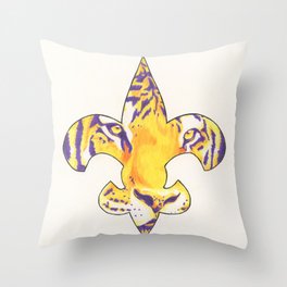 Fleur De Lis LSU Tiger Throw Pillow