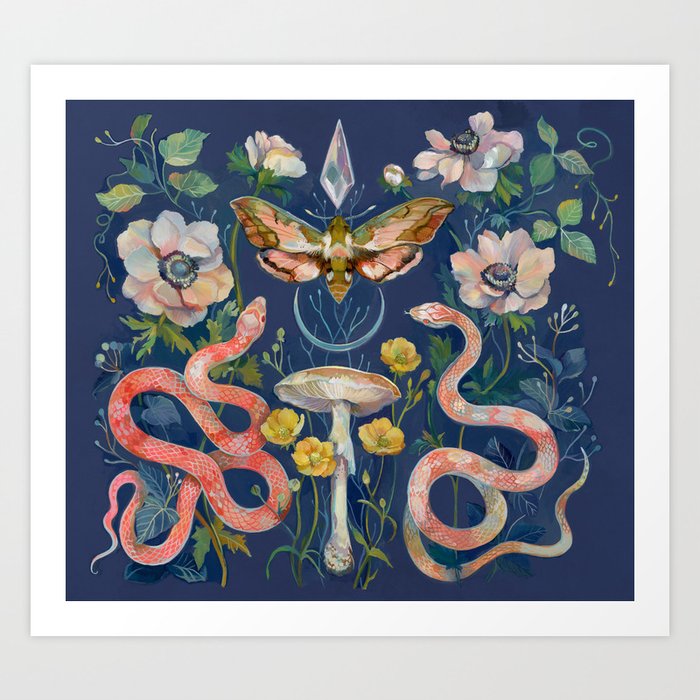 Snake Moth Mushroom  Art Print