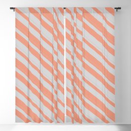 [ Thumbnail: Light Gray & Dark Salmon Colored Lines/Stripes Pattern Blackout Curtain ]