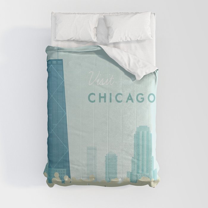  Vintage Chicago Travel Poster Comforter