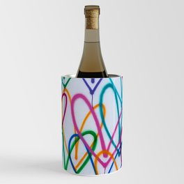 Multicoloured Love Hearts Graffiti Repeat Pattern Wine Chiller