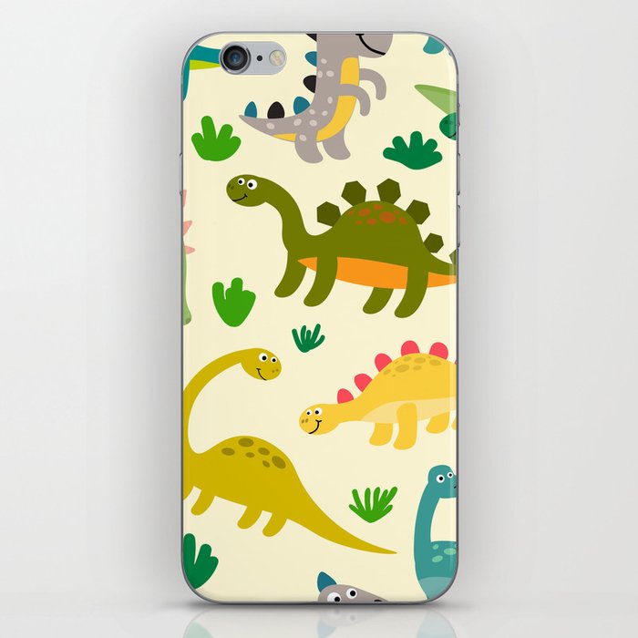 Cute Dinosaurs Pattern In Flat Style iPhone Skin