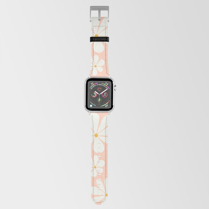 Floral Daisy Pattern Peach Pink Apple Watch Band by colour poems
