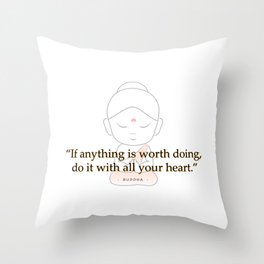 Buddha with motivational quote Throw Pillow