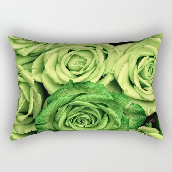 Green Roses Rectangular Pillow