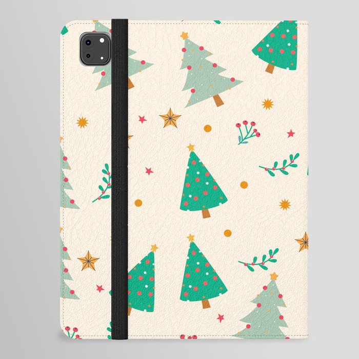 Christmas Pattern Turquoise Trees iPad Folio Case
