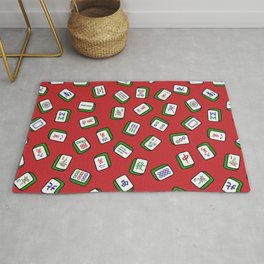 Scattered Mahjong Game Tiles in Red Background. It's Mahjong Time! Rug | Graphicdesign, Mahjongg, Mahjonggame, Chinesegame, Boardgame, Mahjongtiles, Mahjongaddict, Mahjongset, Playingmahjong, Mahjongfans 