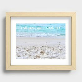 Footprints On The Beach - Isaiah 46:4 Recessed Framed Print