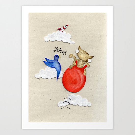 Bouncy Kitteh! Art Print