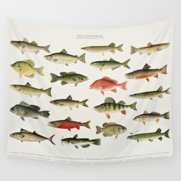 Illustrated North America Game Fish Identification Chart Wall Tapestry