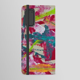Confetti: A colorful abstract design in neon pink, neon green, and neon blue Android Wallet Case