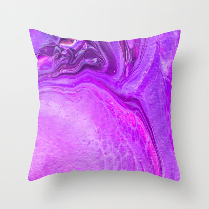 Acrylic painting. Fluid art painting. Purple and pink color. Throw Pillow