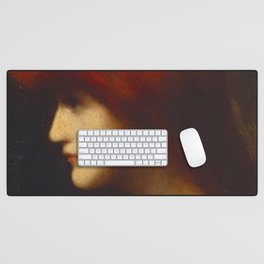 Profile of a young woman with red hair portrait by Jéan Jacques Henner Desk Mat