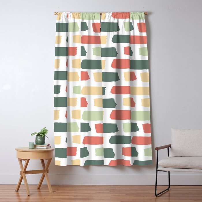 Hand Drawn Abstract Brick Wall Pattern Red Green And Yellow