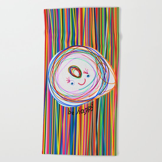 Be Happy | Smile | Stay Child | Kids Painting Beach Towel