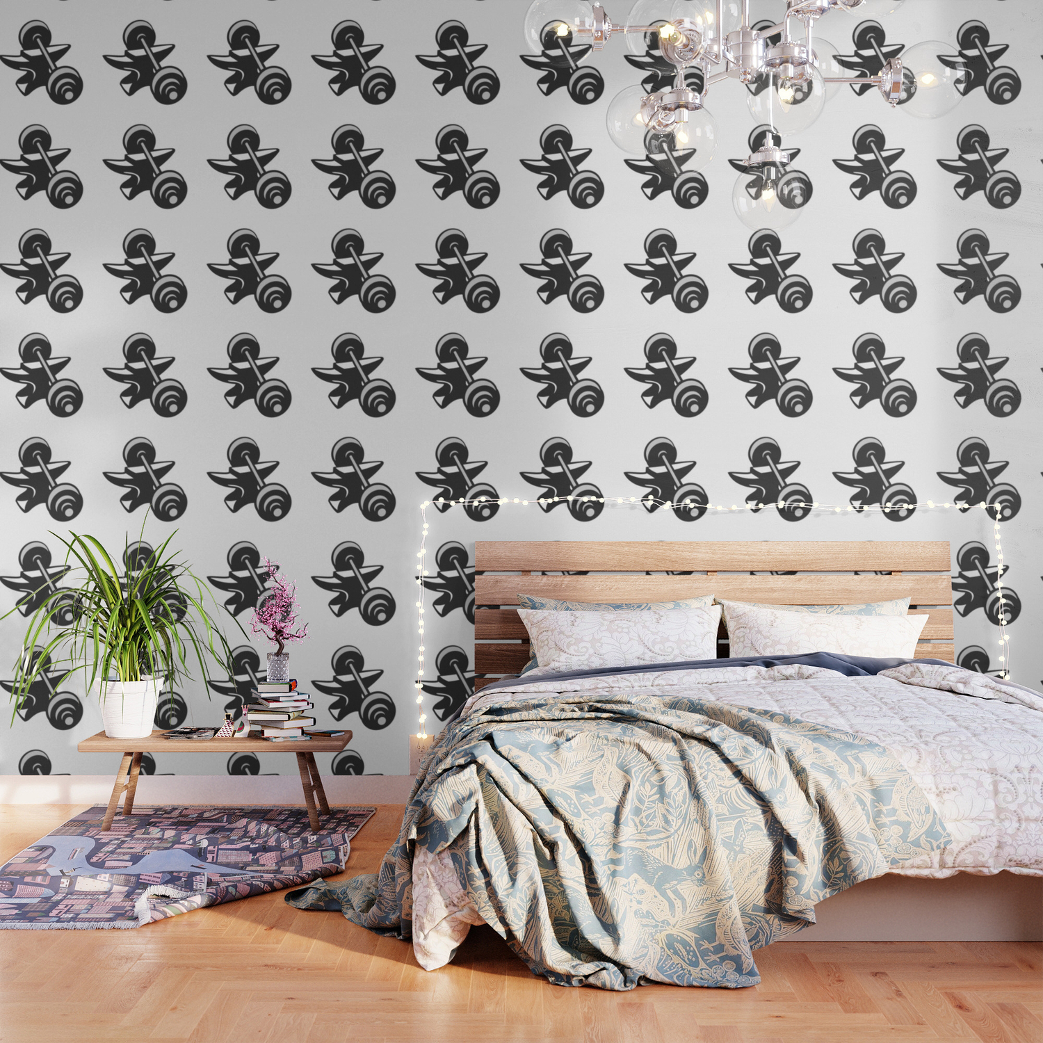Barbell Dumbbell Anvil Grayscale Wallpaper By Patrimonio Society6