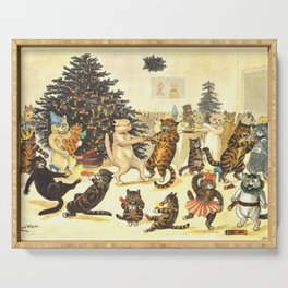 'Christmas Party Cats' by Louis Wain Vintage Cat Art Serving Tray